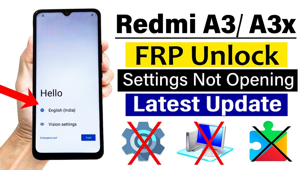 Redmi A3/ A3x : Google Frp Unlock - 2025 Latest Security - Settings Not Opening (without pc)