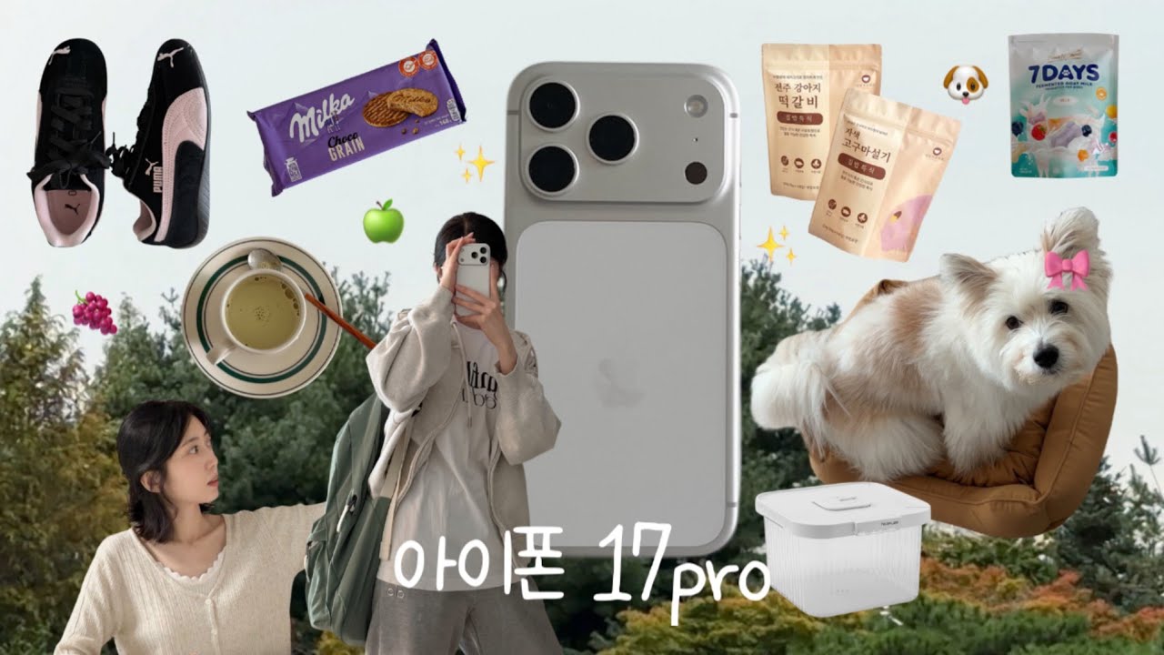 아이폰 17프로 언박싱~브이로그📱강아지와 사람의 요즘 잇템 먹템 추천 일상🐶