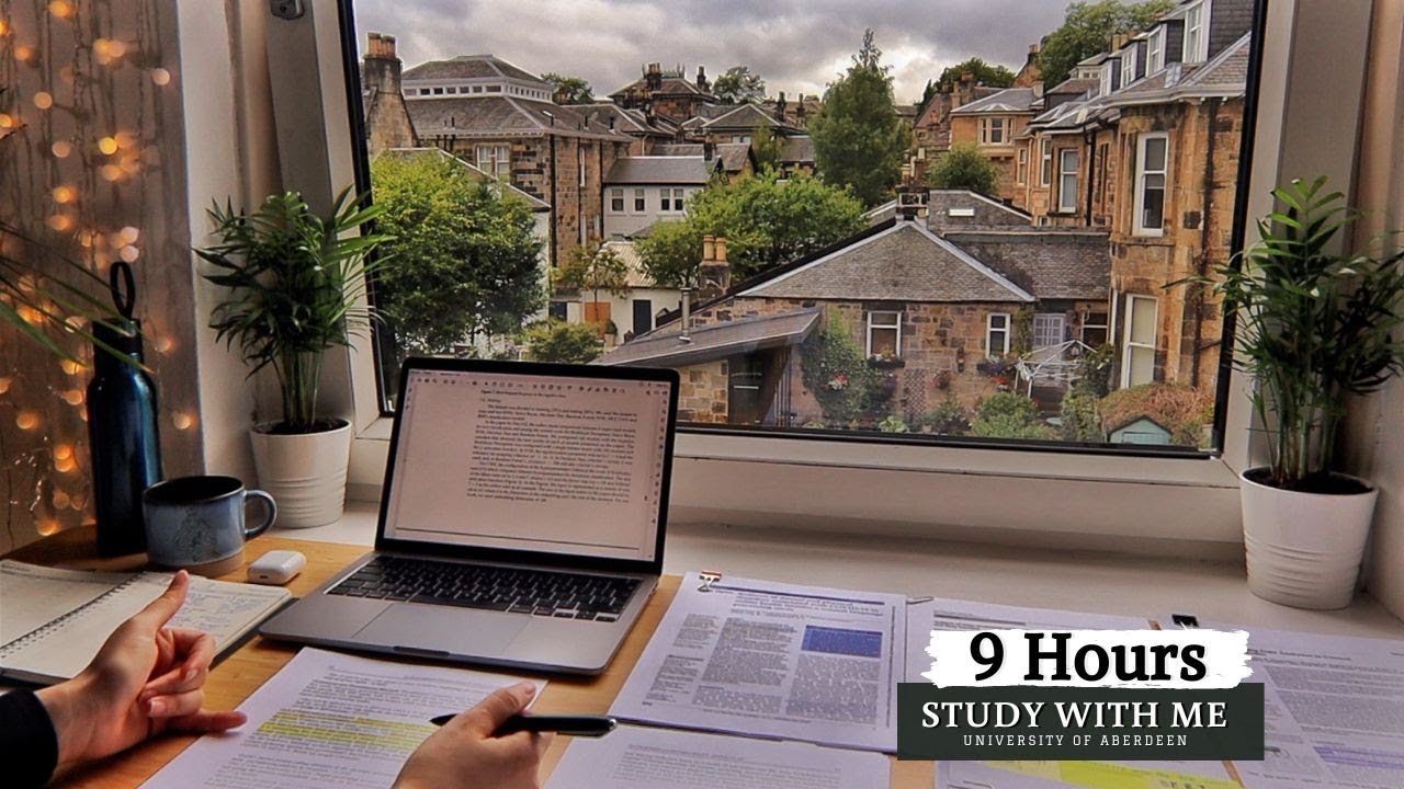 9 HOUR STUDY WITH ME  | Background noise, 10-min Break, No music, Study with Merve