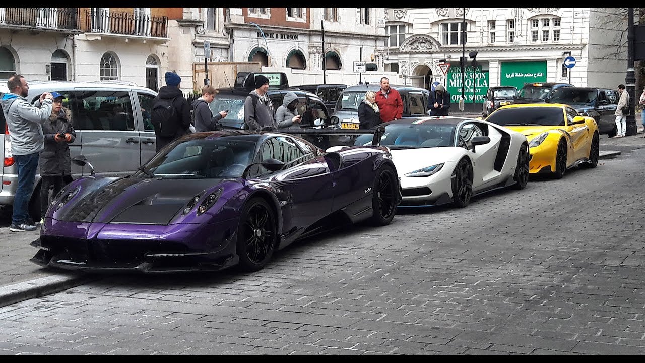 Qatari Sheikh brings 10 MILLION € worth of cars to London - Chiron, Huayra BC, Centenario, f12 tdf