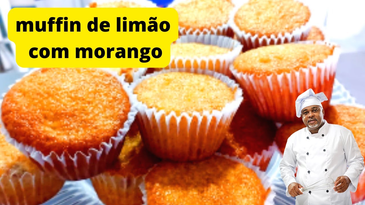 Receita de muffin de limão com morango