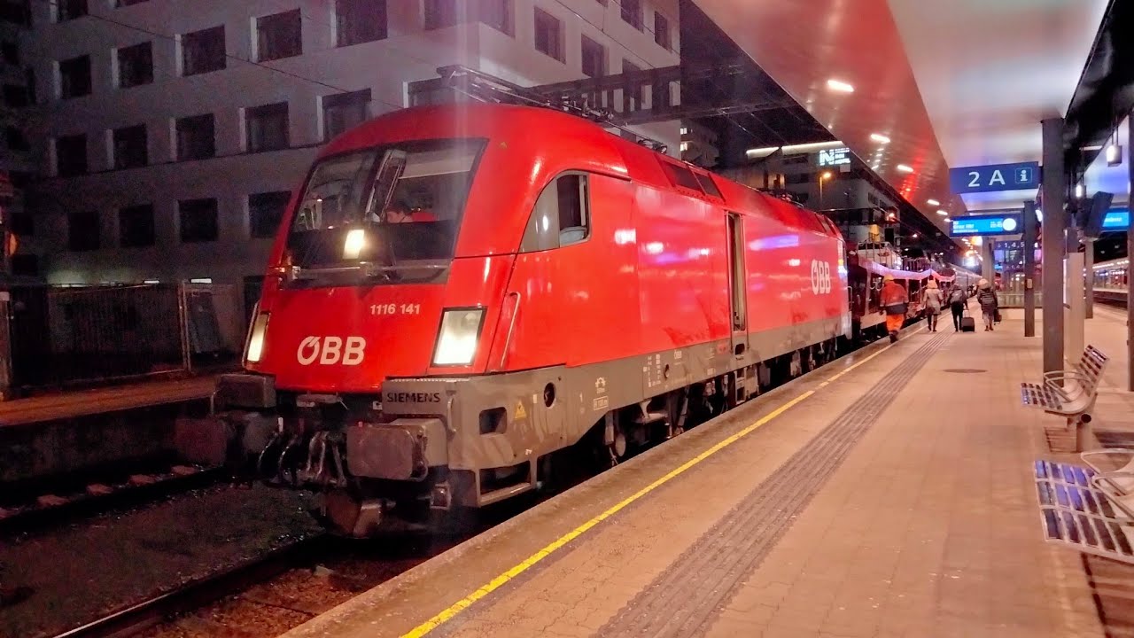 ‼️Nightjet 465 von Zürich HB nach Graz Hbf mit Makro🔊 und Lichtgrus am Bahnhof Feldkirch‼️