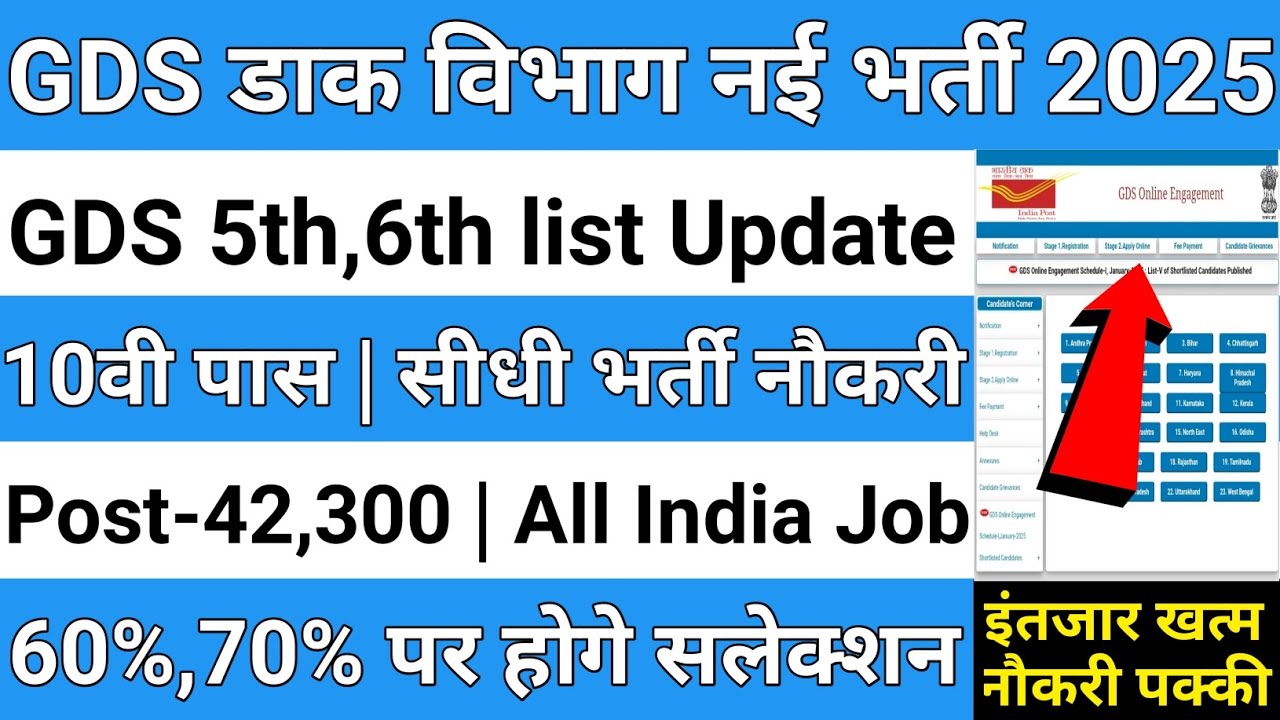 GDS New Result 2025 21413 Posts GDS 5th, 6th Merit List 2025 |India Post GDS New Recruitment 2025