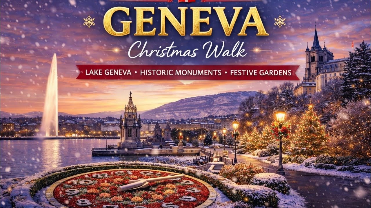 🇨🇭🎄Christmas Market Day Stroll🎄Charm Geneva Lake, Flower Clock, Stunning Cathedral & Iconic Monument