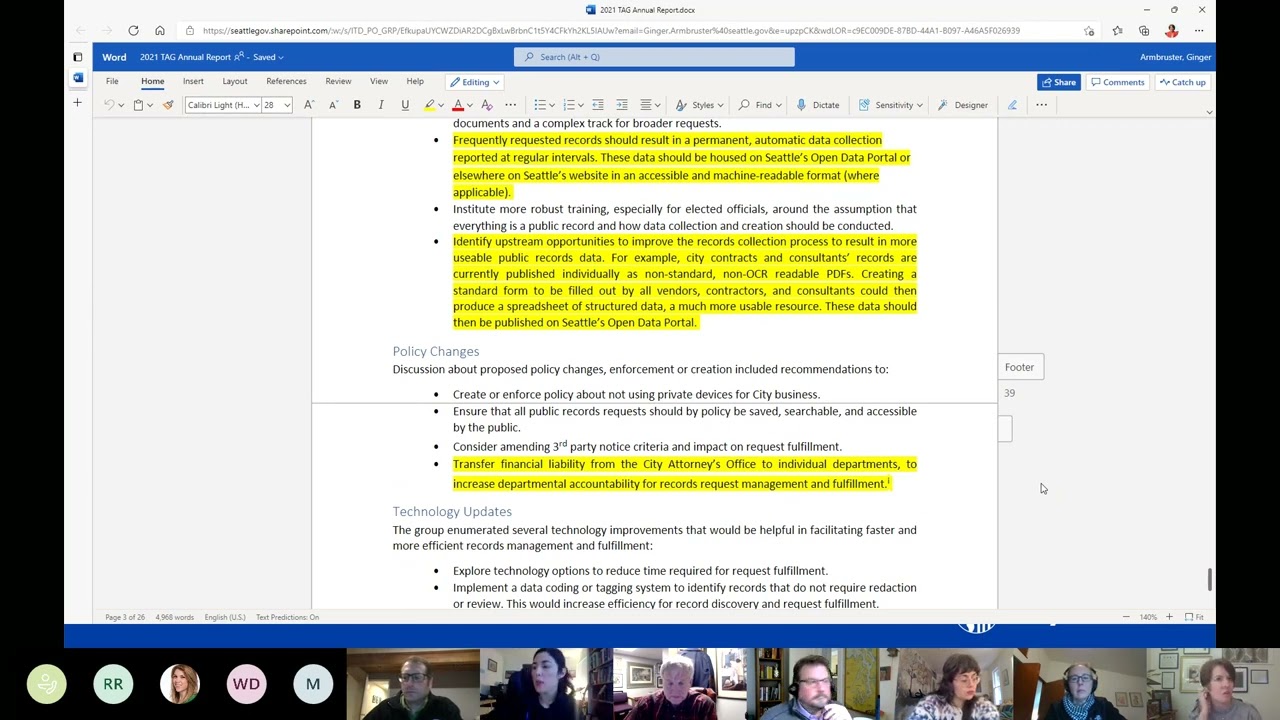 City of Seattle ll TAG Transparency Advisory Group   1 20 2022