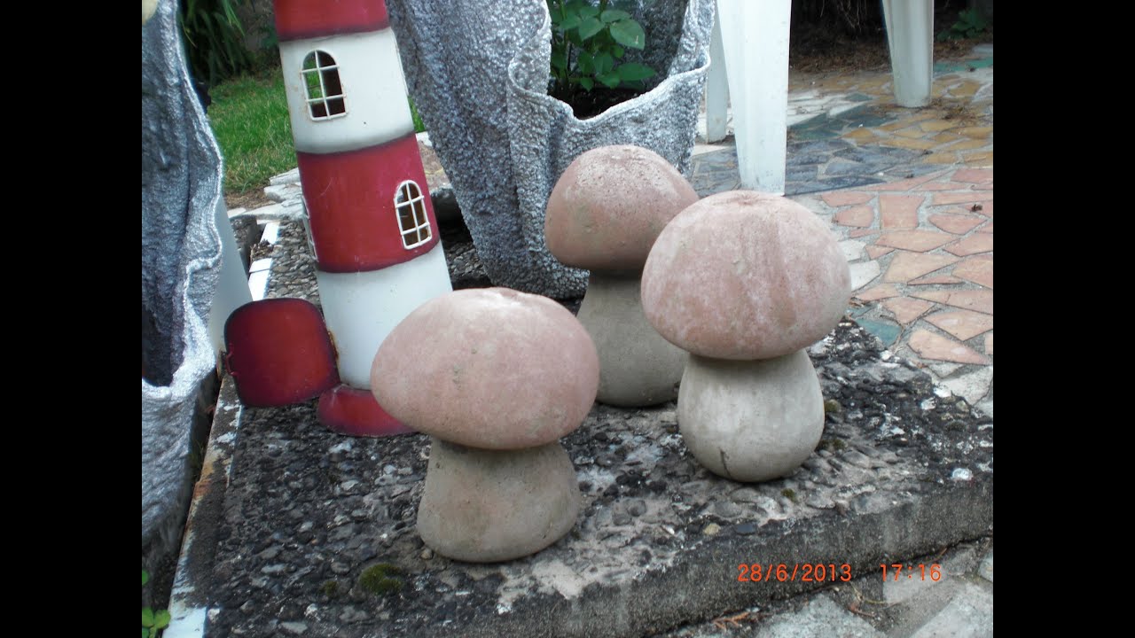 Pilze aus Beton mit Damenstrümpfen machen - mushrooms made of concrete