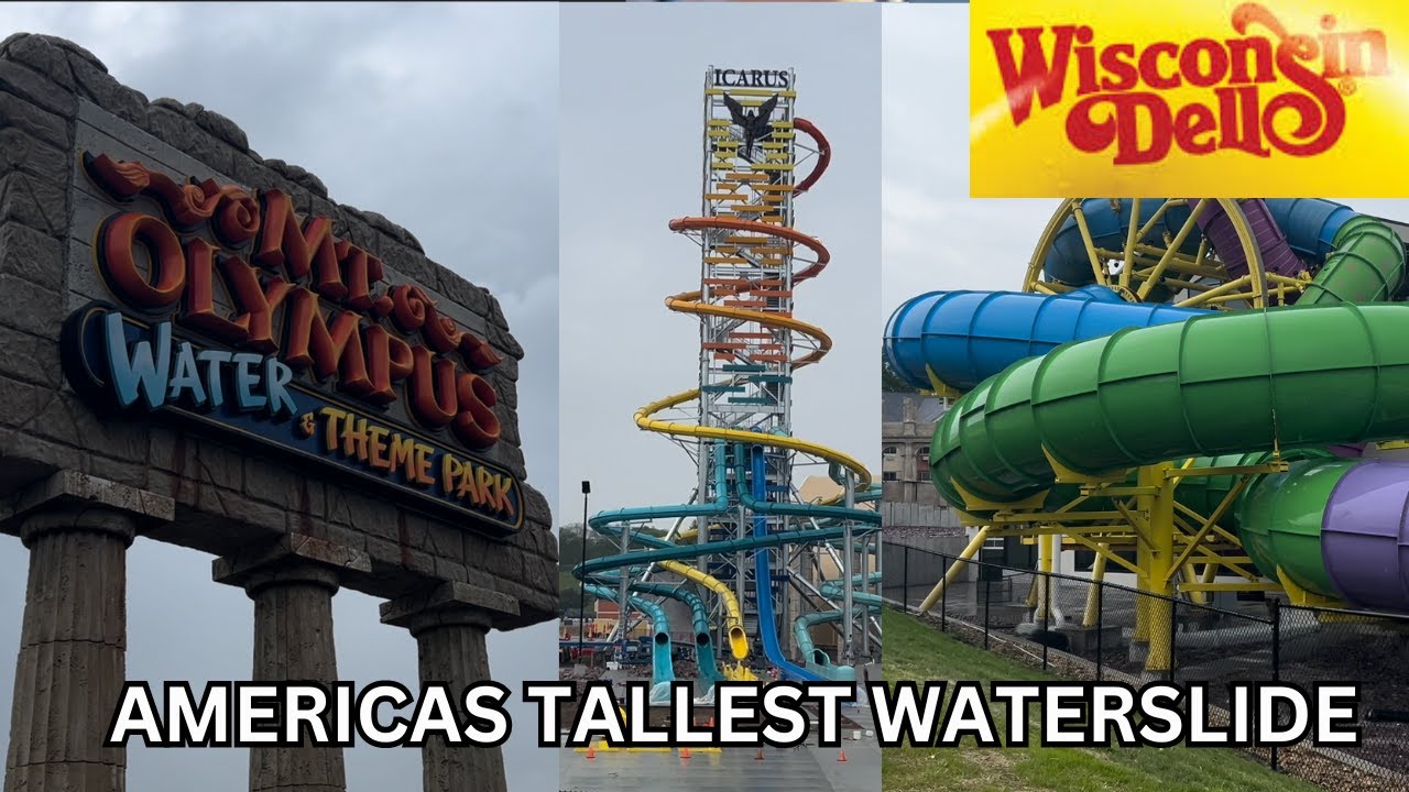 Wisconsin Dells Tour 4K - Mount Olympus Hotel Water and Theme Park Full 4K Tour - Tallest Waterslide
