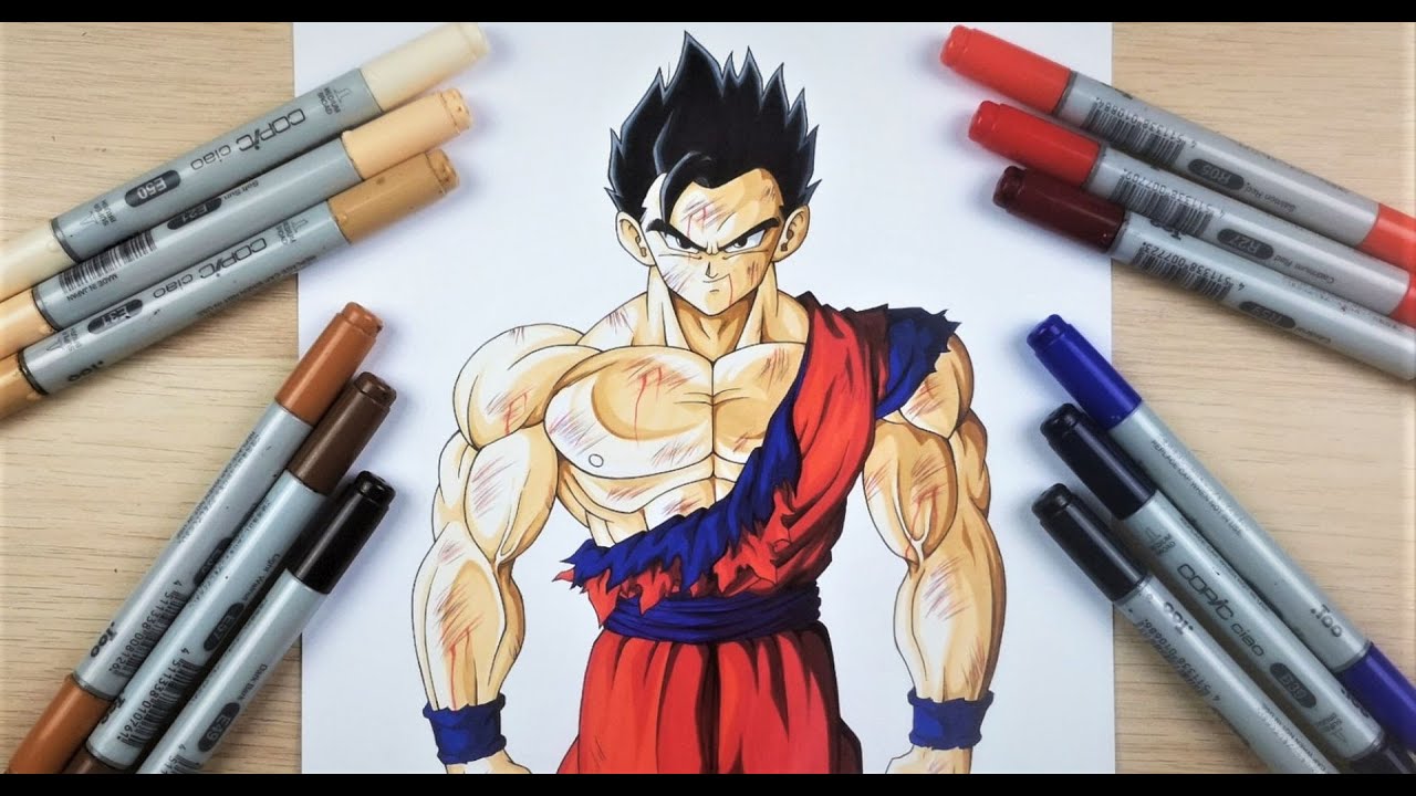 How to draw Mystic Gohan Battle Damaged! | Step by Step Tutorial