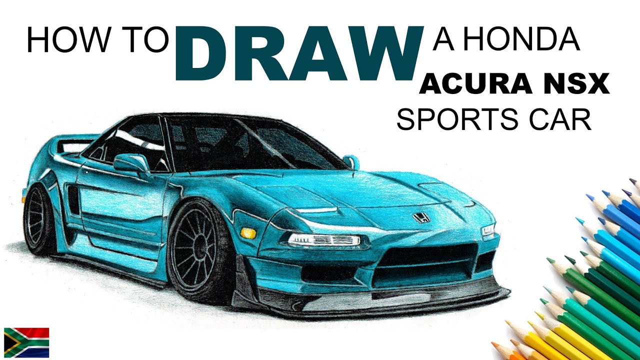 How To Draw/Colour Pencil a Honda Acura NSX.