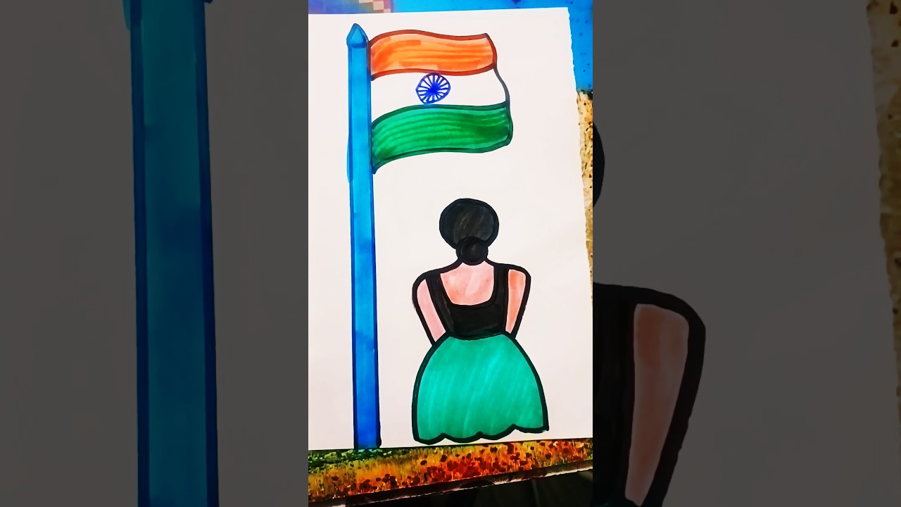Easy FLAG drawing |#shorts #trending #ytshorts #drawing #DrawingWithChiku #viral #art #tiranga  #diy