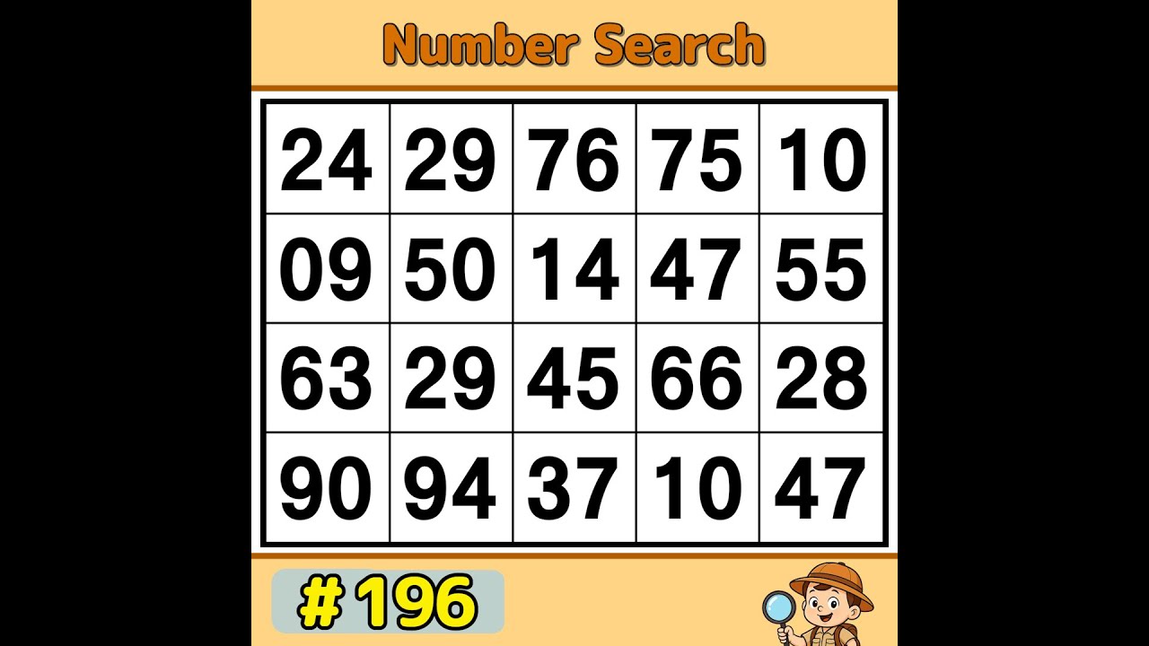【JimmyPuzzle】 Daily Brain Training, Test Your Focus and Memory 《Number Search｜Brain Exercise》 #196