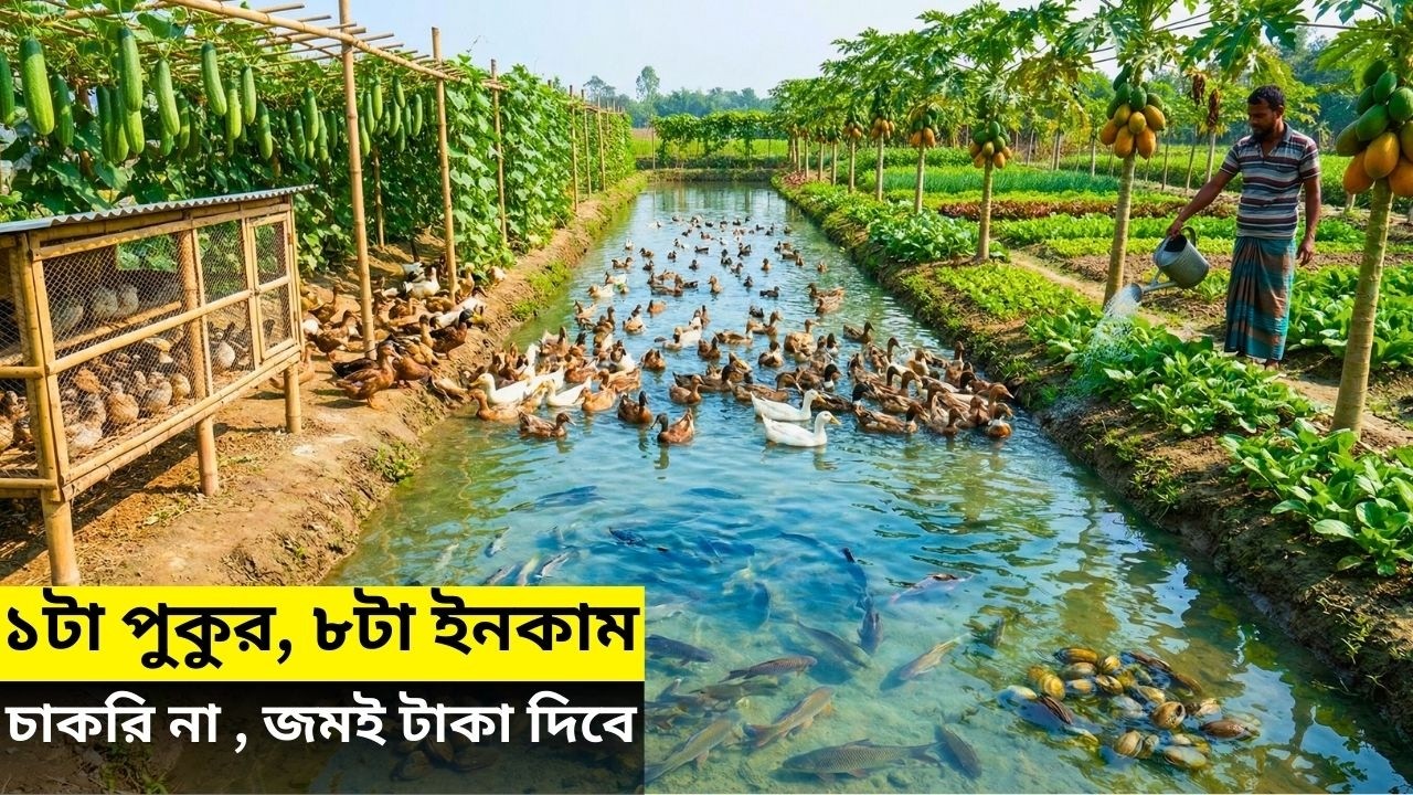 একটা পুকুর, ৮টা ইনকাম! | এক বিঘা জমিতে ফুল ফার্মিং মডেল