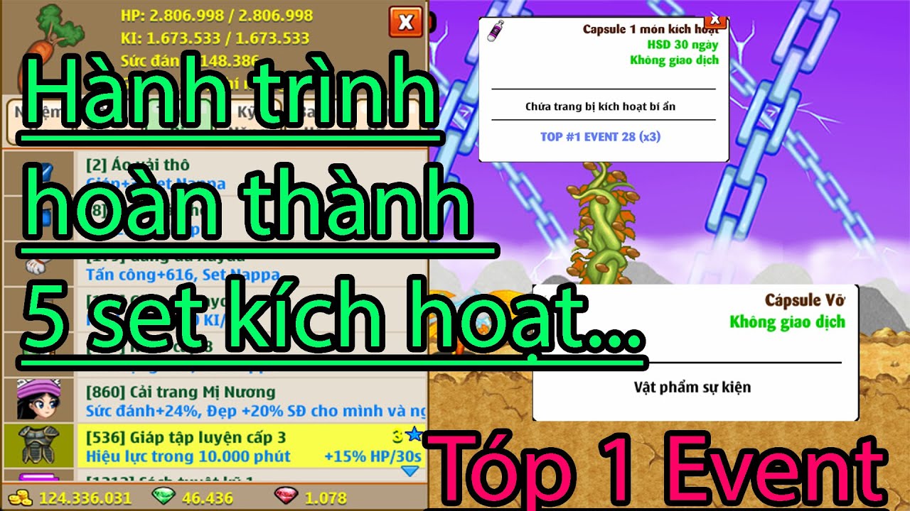 Ngọc rồng online - Tóp 1 Event mở capsun kích hoạt - Hành trình đi tìm 5 set kích hoạt sv2 | NRO