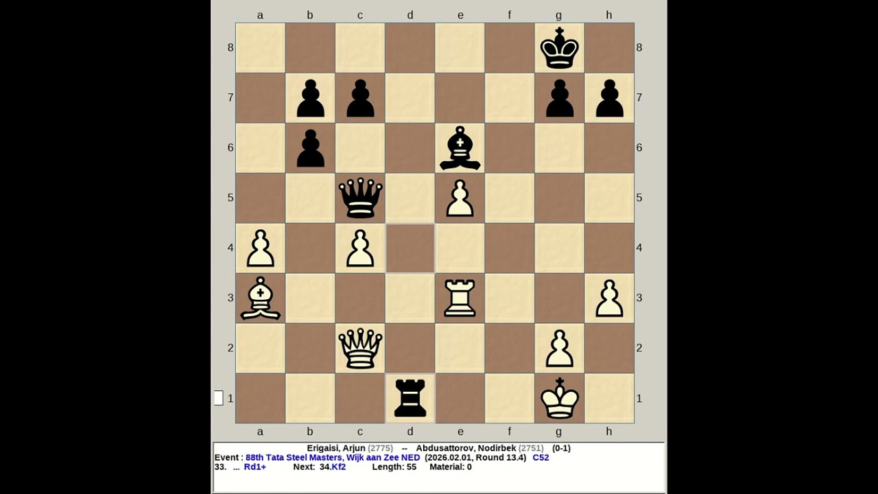 Erigaisi, Arjun vs Abdusattorov, Nodirbek | 88th Tata Steel Masters Chess 2026, Wijk aan Zee NED