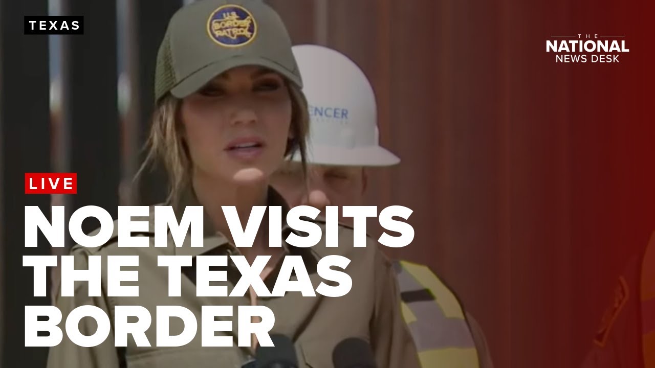 Homeland Security Secretary Kristi Noem visits with Border Patrol at the border wall in New Mexico