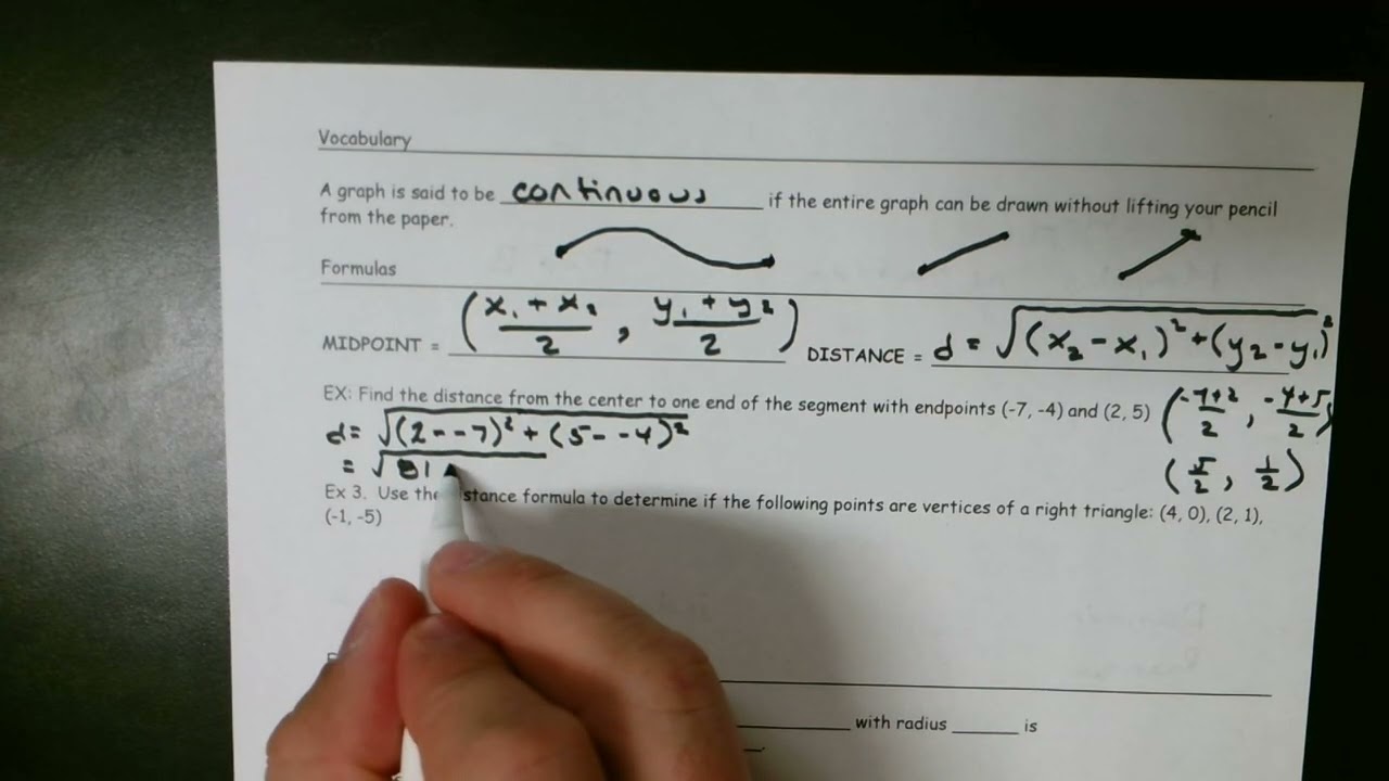 Precalculus 2.1 - Rectangular Coordinates, Circles, & Relations