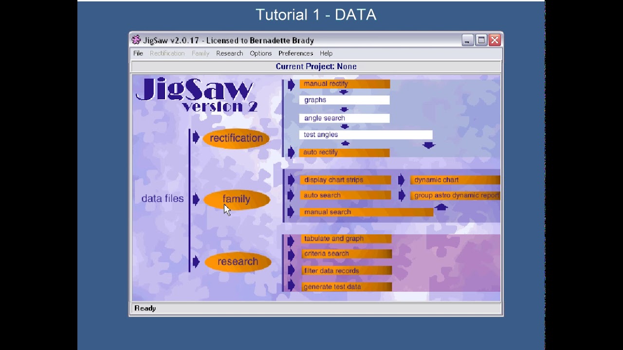 Jigsaw Research Astrological software - Tutorial -  Data
