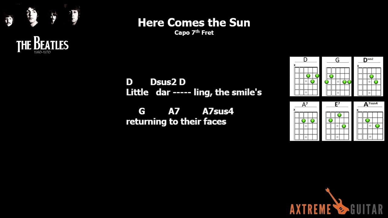 Here Comes the Sun, Beatles, Lyrics & Chords #subscribe #trending #viral #like #fyp #foryou #music