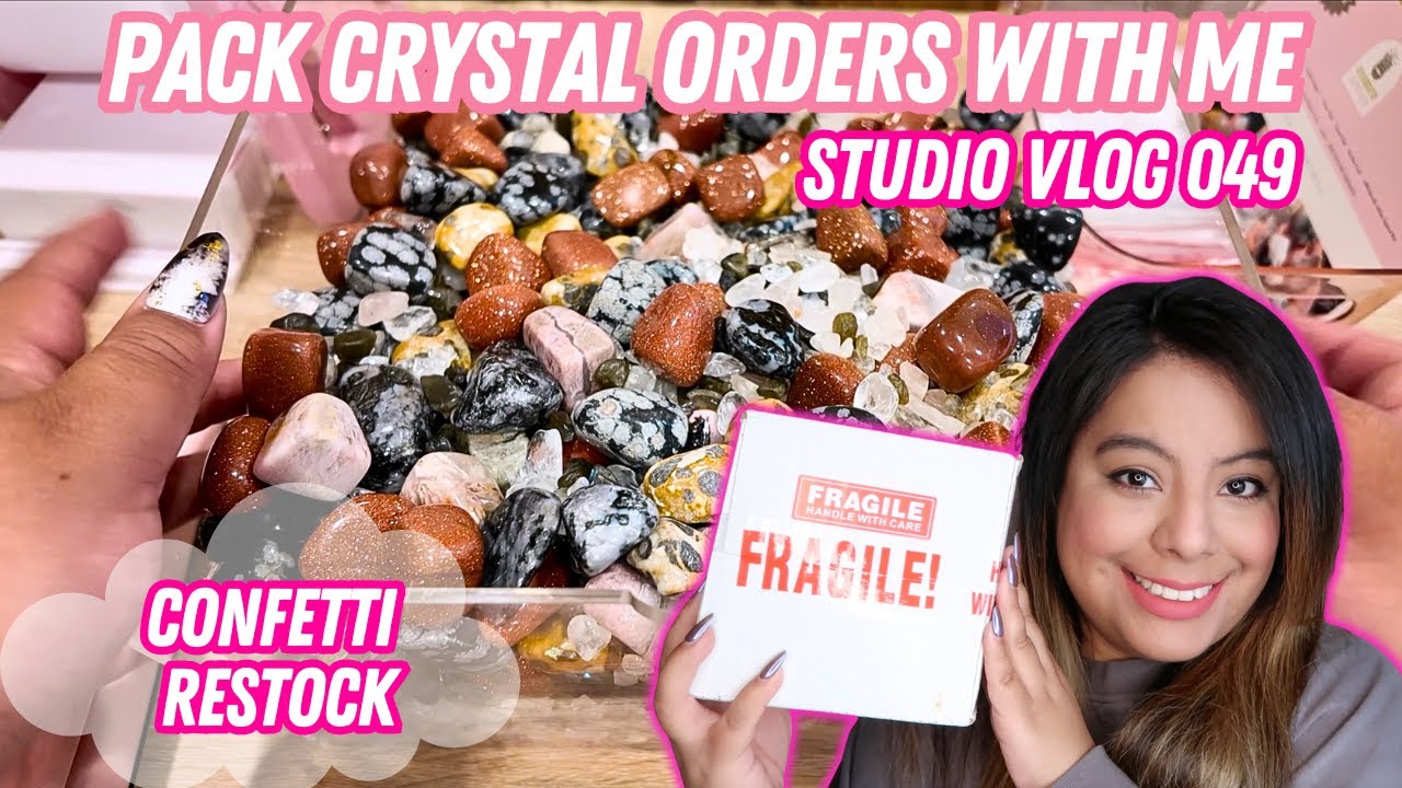 Pack Crystal Orders with me! Restock our FREE Confetti! Studio Vlog 049