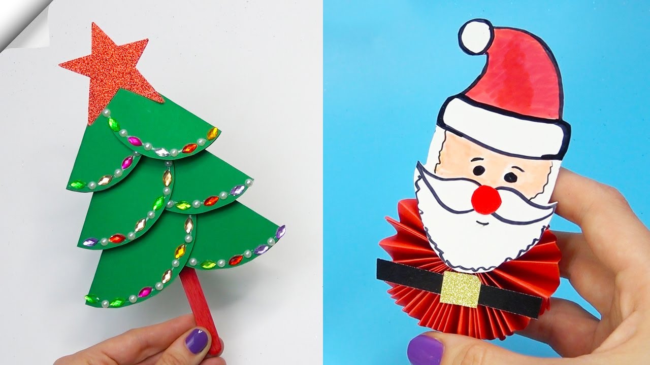 10 DIY christmas Easy paper crafts  5 minute crafts christmas  Moving christmas toys