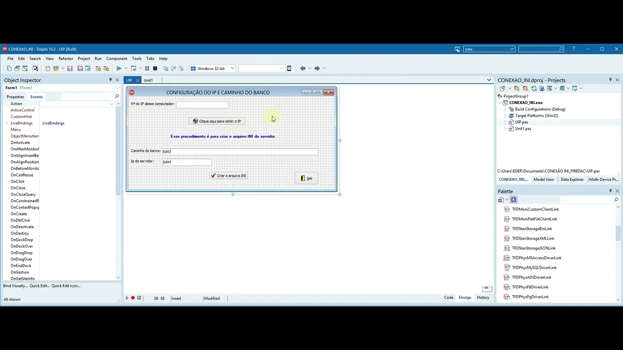 CONFIGURANDO CONEXÃO FIREDAC COM ARQUIVO INI - DELPHI 10.3