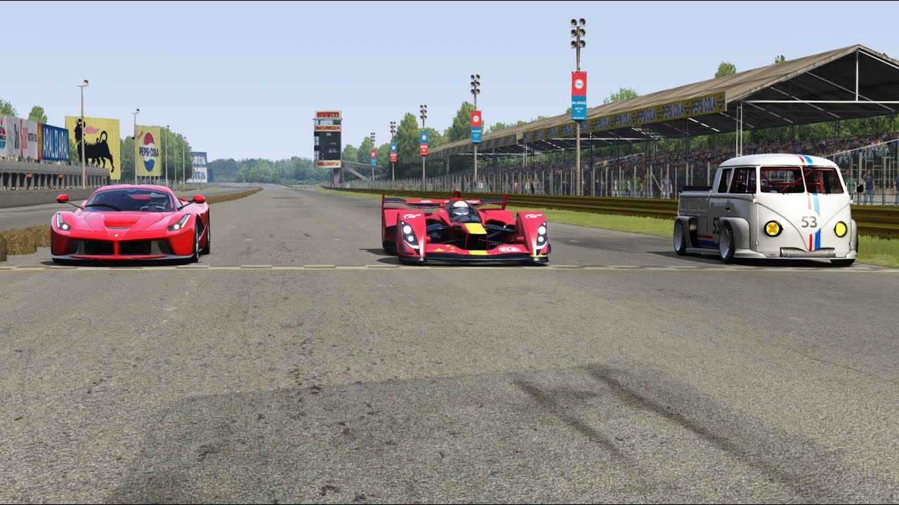 Red Bull X1 Prototype vs Ferrari LaFerrari vs Volkswagen T1 Transporter LM917K at Monza Full Course