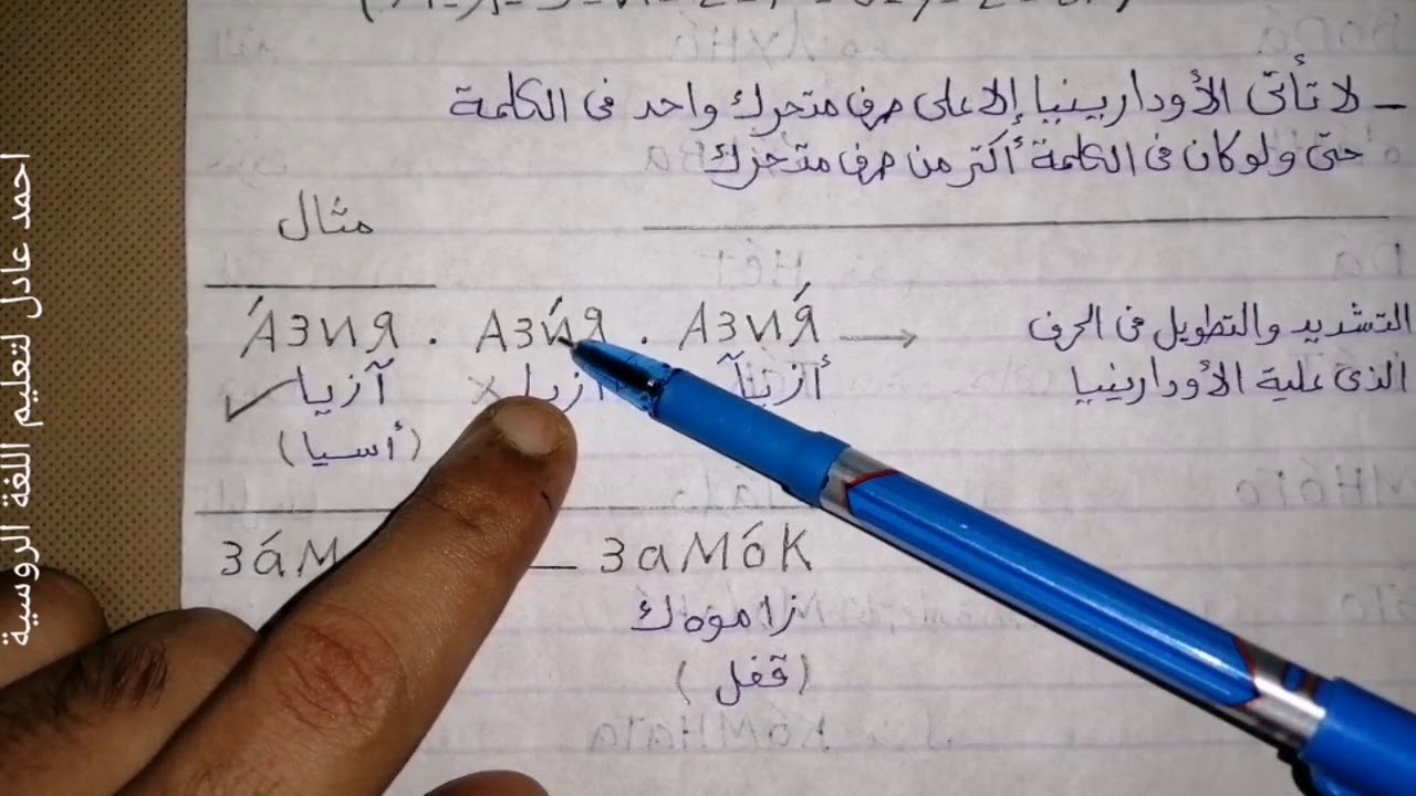 تعلم اللغة الروسية / الدرس ٥ _ علامة النبر (الأودارينيا) مع الأمثلة وكيفية نطق الكلمة_المستوى الأول