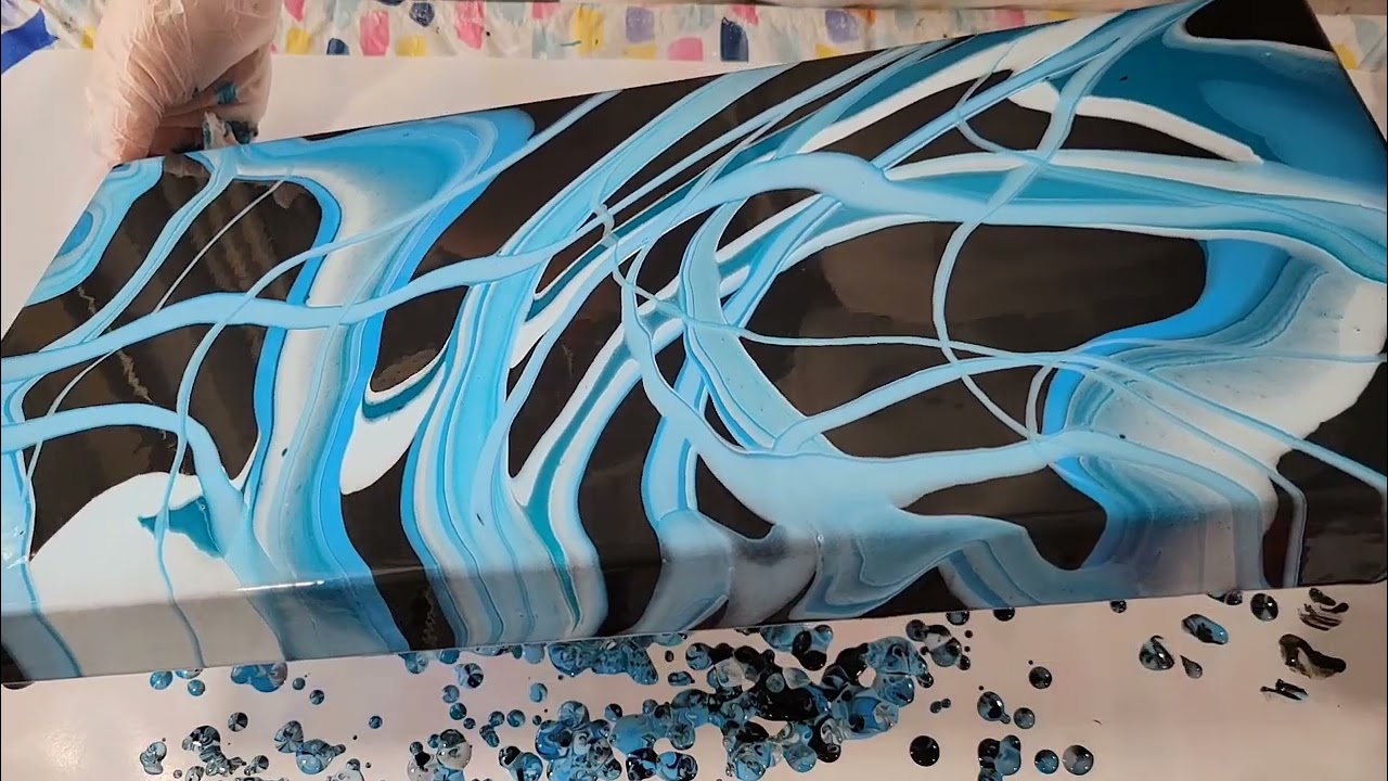 (443) ACRYLIC POURING - RIBBON Pour Using Ready Mixed Paints - FLUID ART
