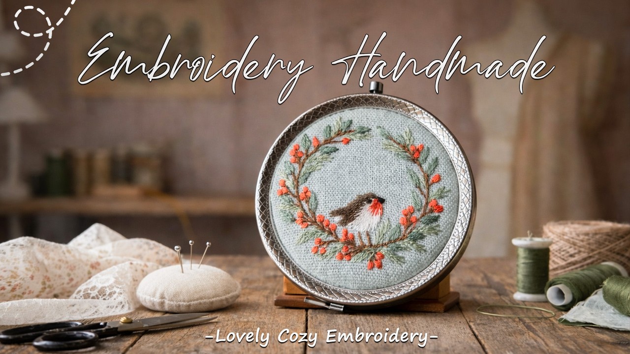 Spending the Day Playing with Embroidery & Stitch | Very Easy Bird With Tiny Bird Mirror.