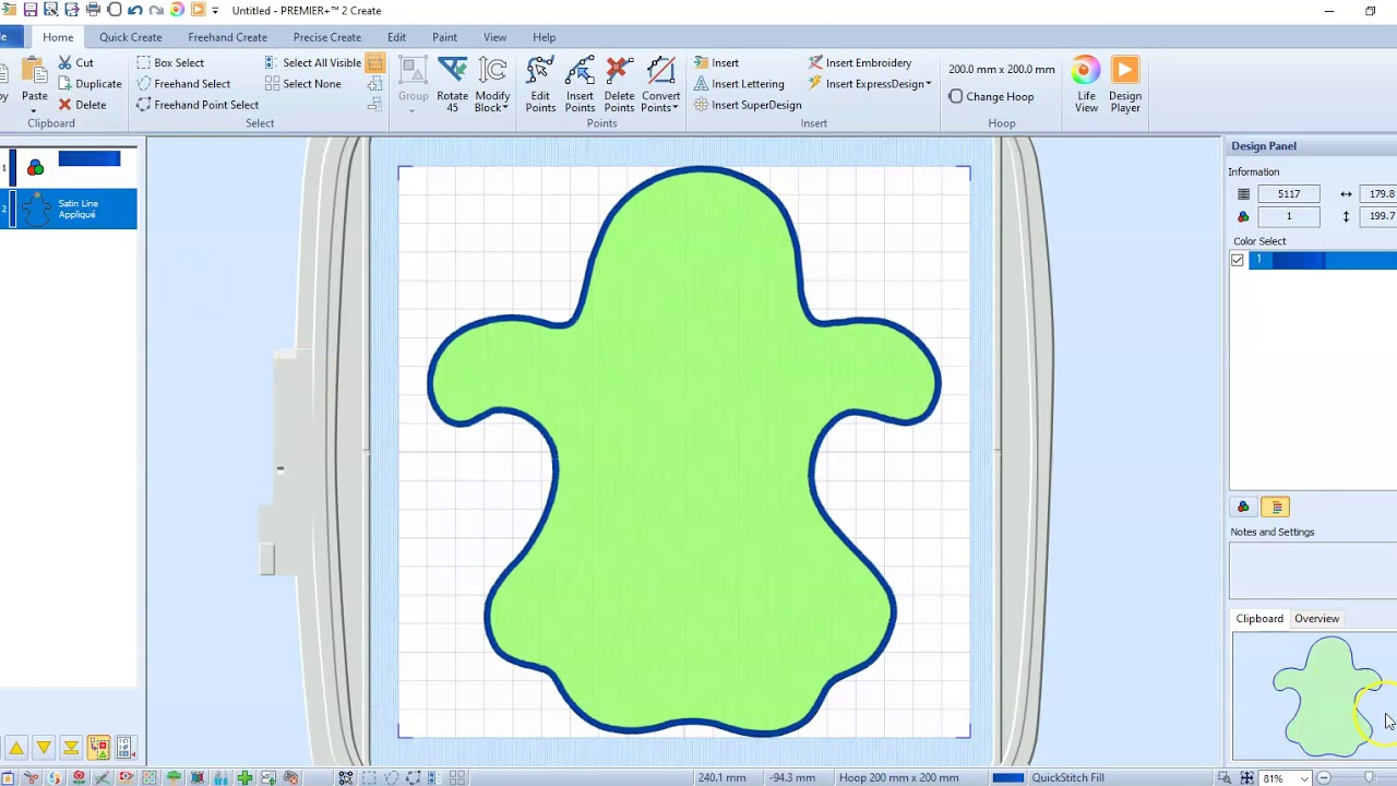 Premier+Ultra_Turning a Silhouette into an Applique with the Premier+ Create module.