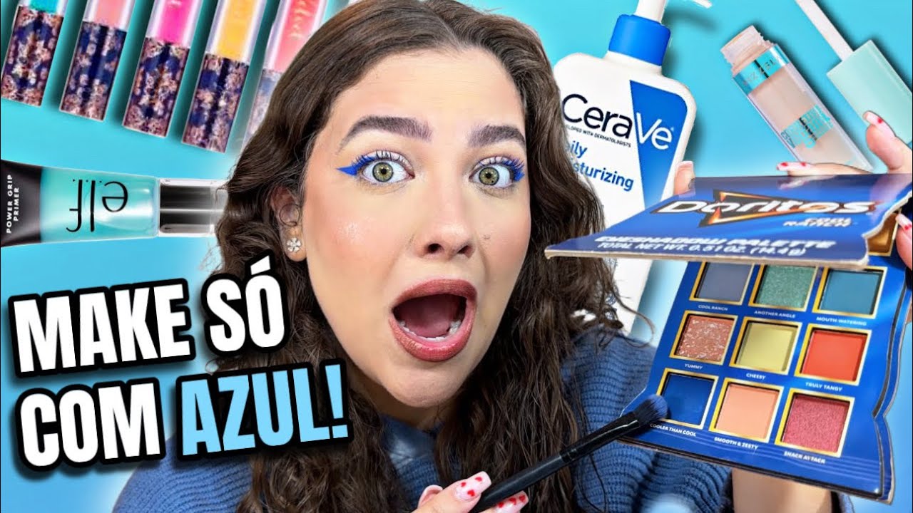 MAQUIAGEM SÓ USANDO A COR AZUL!