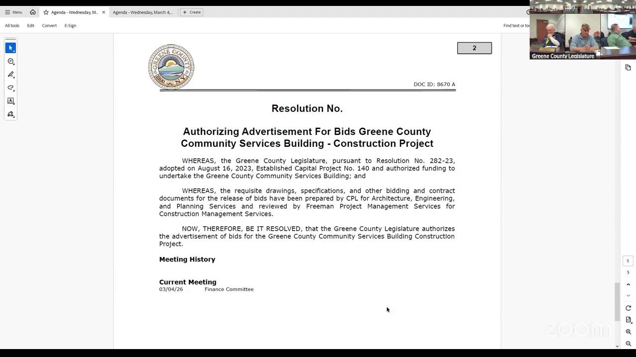 Greene County Committee Meetings & Special Legislature Meeting #1 - 03/04/2026