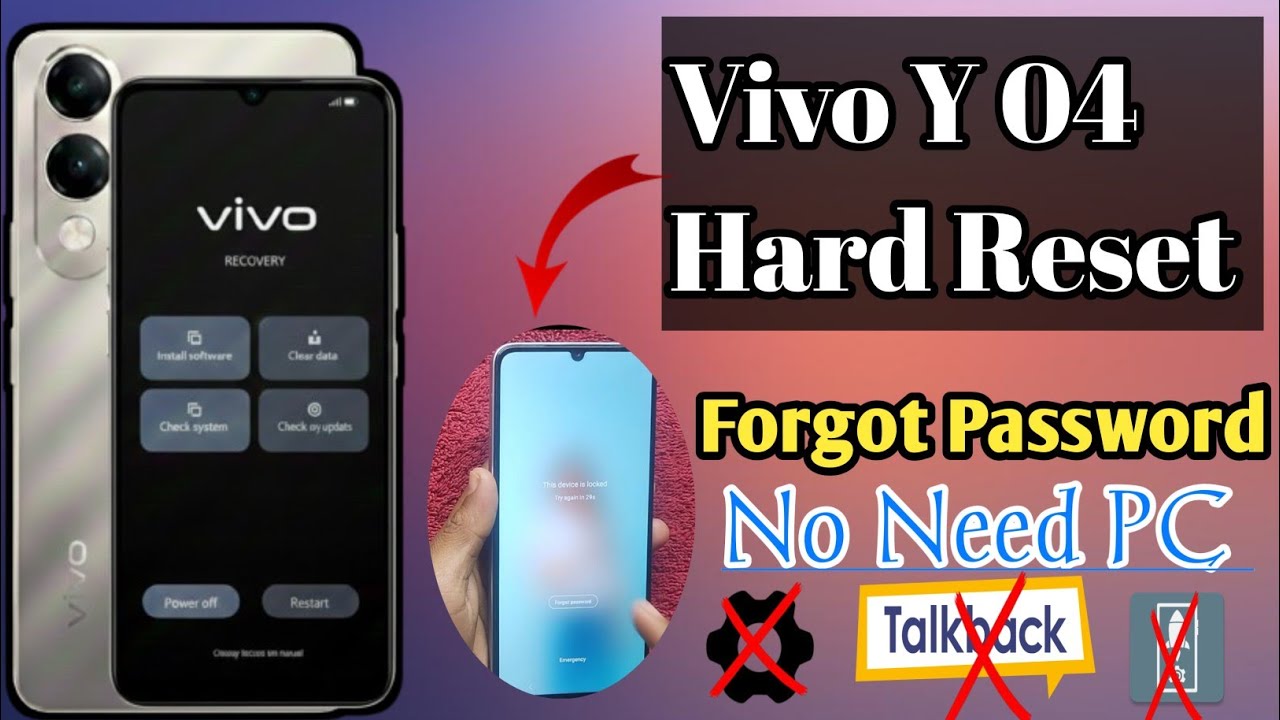 ✓(Vivo Y04; Hard Reset§ Without PC New Metted /Android 14 No Need Sim ;)