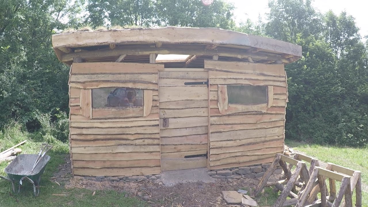 Roundwood timber framed shed part 10 cladding and door