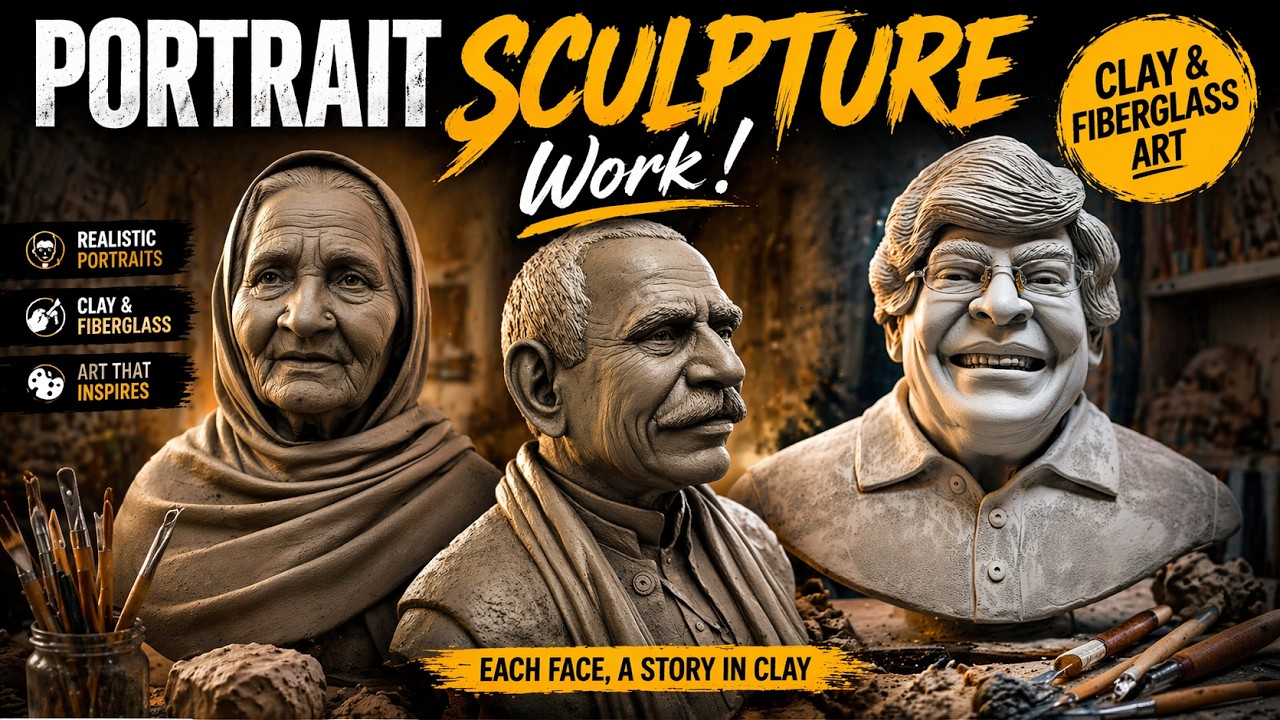 Sculpting a Portrait Making a Mold and a Fiberglass Cast #clay #sculpture #portrait #fiberglassmold