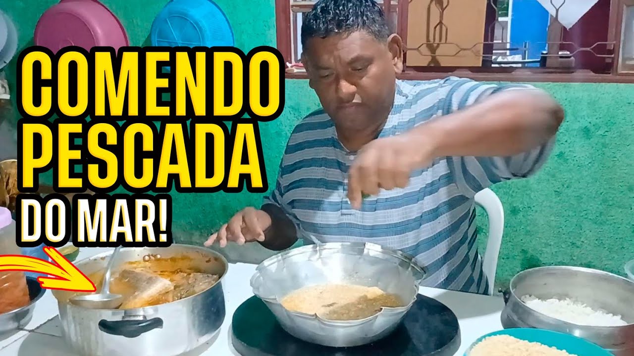 VEJA O HOMEM GULOSO COMENDO PESCADA DO MAR AO MOLHO – A MULHER NÃO DEIXOU EU COMER A COMIDA TODA!