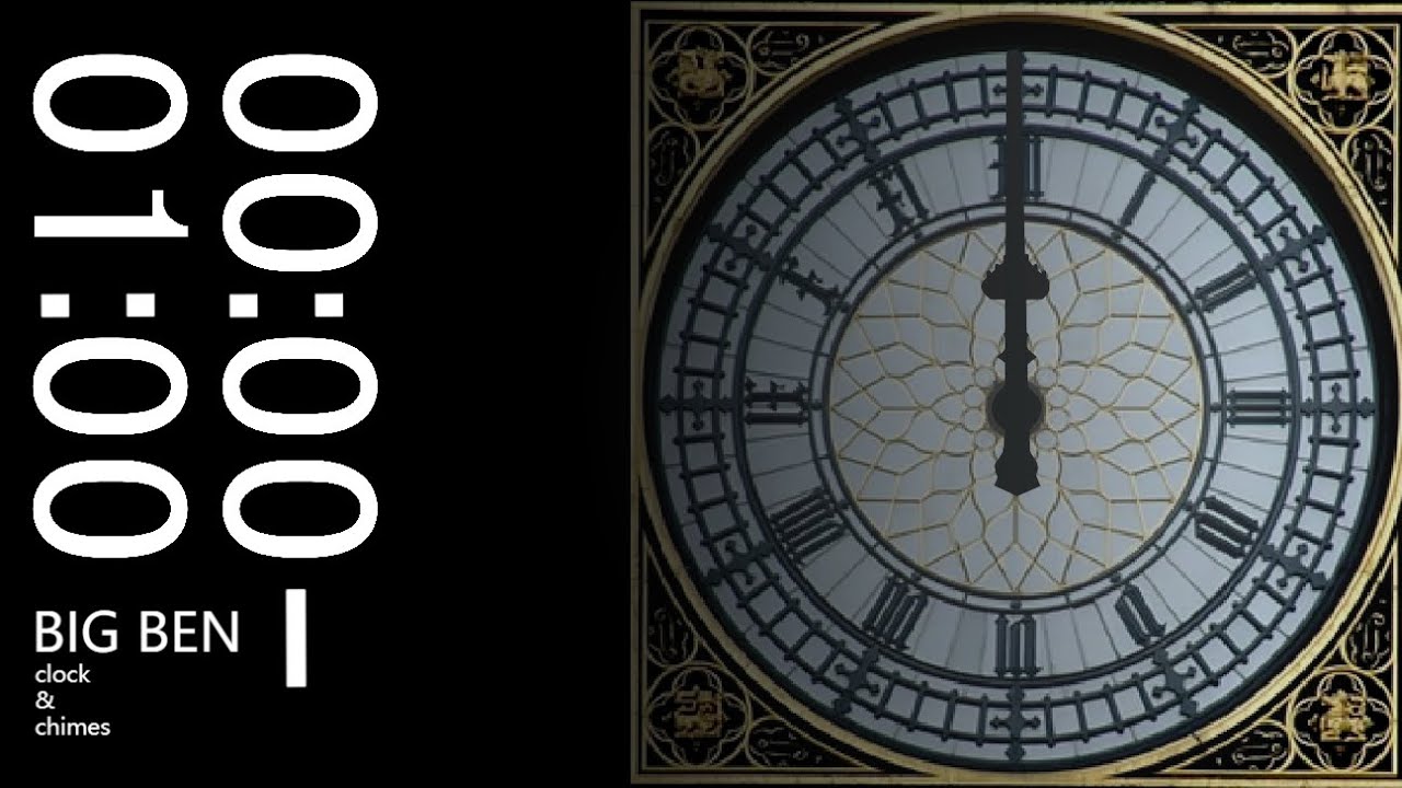 Big Ben (00:00–01:00) chimes and clock | Big Ben Digital
