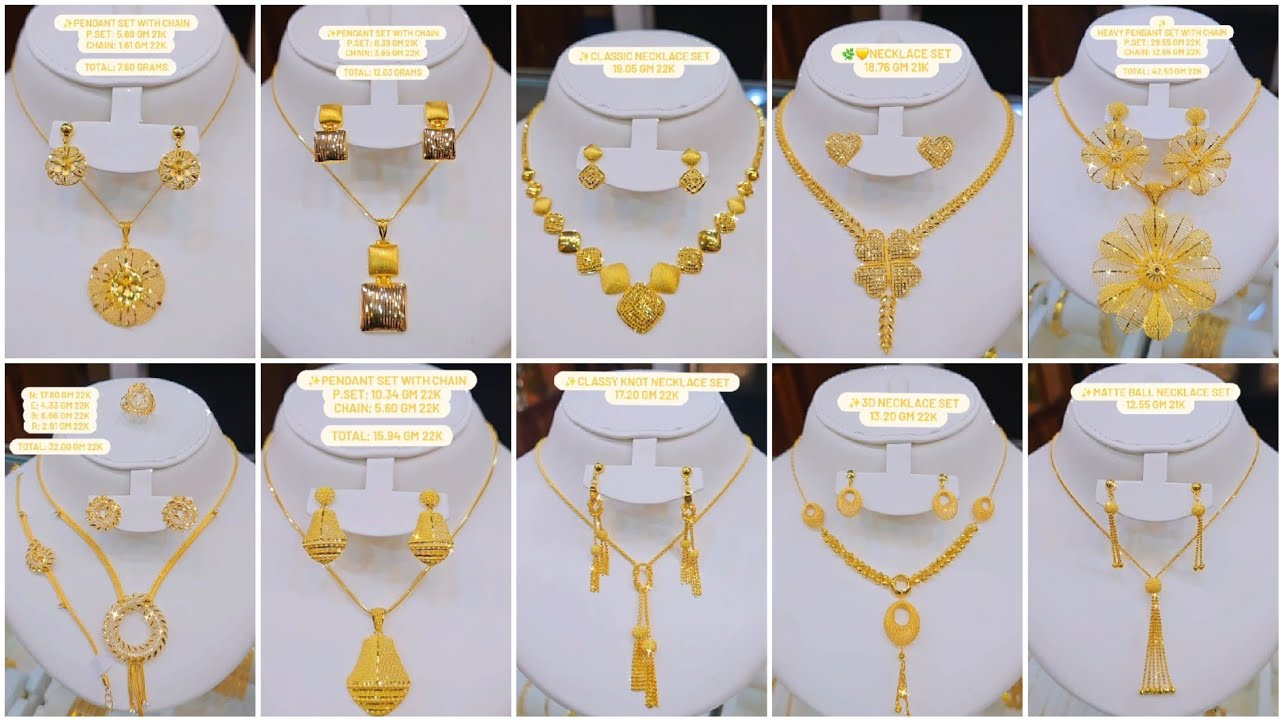 Latest 22k Gold Necklace Designs with weight | Luxury Gold Necklaces | Royal Gold Pendants Designs