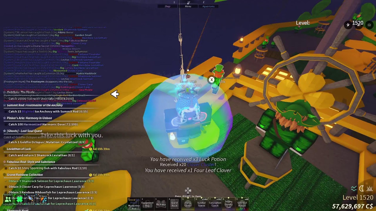 Fisch: Day 107 Grinding for the Mastery & Divine Secret & StPatricks