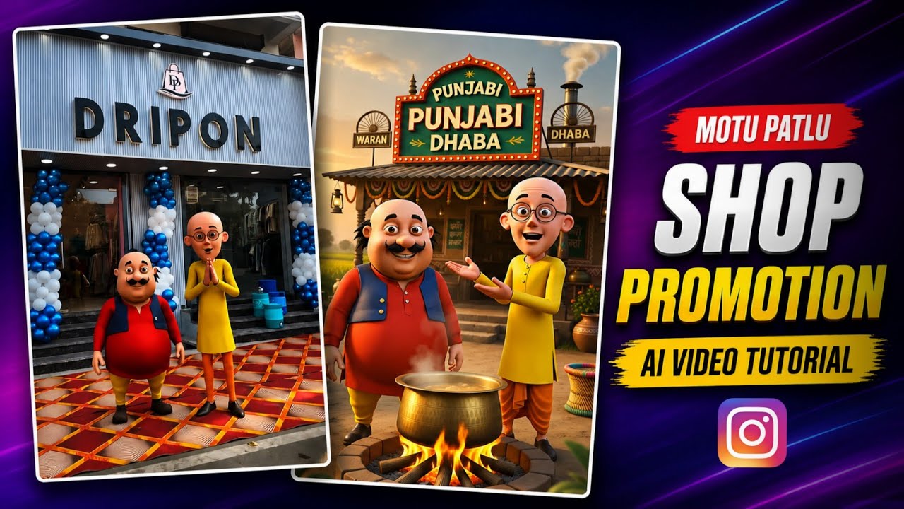 Instagram Viral Motu Patlu SHOP Promotion Video Kaise Banaye | Trending Motu patlu ai Reels Editing