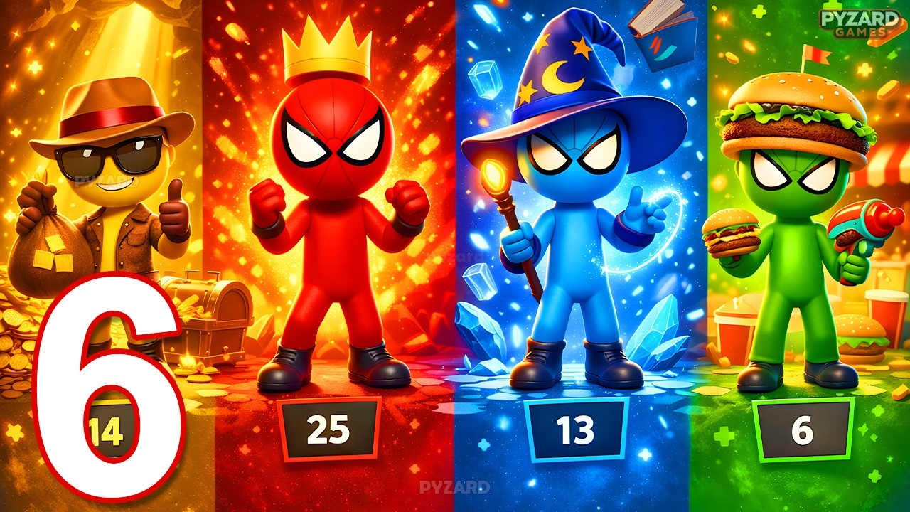 Stickman Party - Gameplay Walkthrough Part 6 - Funny Random MiniGames 1 2 3 4 Players Tournament