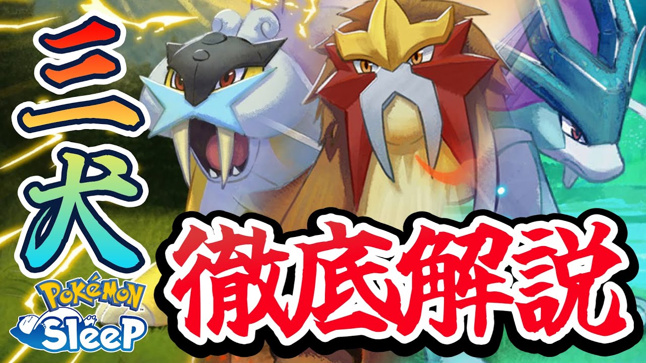 【ポケスリ】三犬を徹底的に解説！おてブストックにかかる日数は？エナジーはどれくらい持ち越せる？基礎的な内容から注意点、ライコウ、エンテイ、スイクンそれぞれの能力を比較しつつ運用方法を3つ紹介します
