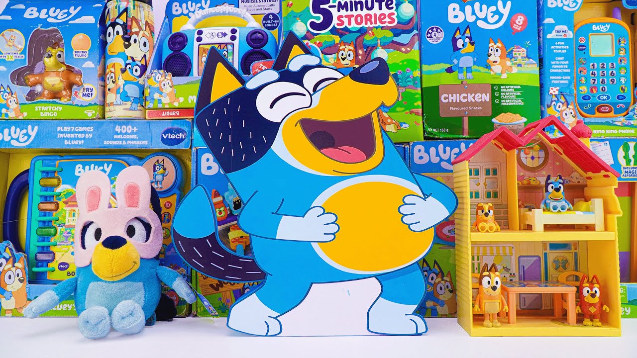 Bluey Toy Collection Unboxing Review 💙 Mystery Cute Bandit Box & Bluey Mini Home Playset
