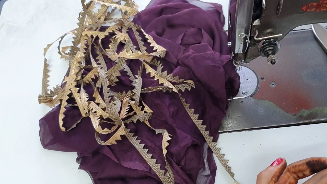 दुपट्टे में अंडरग्राउंड लेस कैसे लगाएं /How to attach underground lace in dupatta