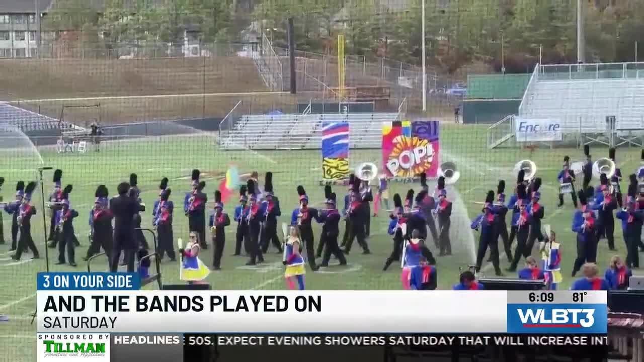 Two Mississippi high school marching bands perform despite cancellations and sprinklers