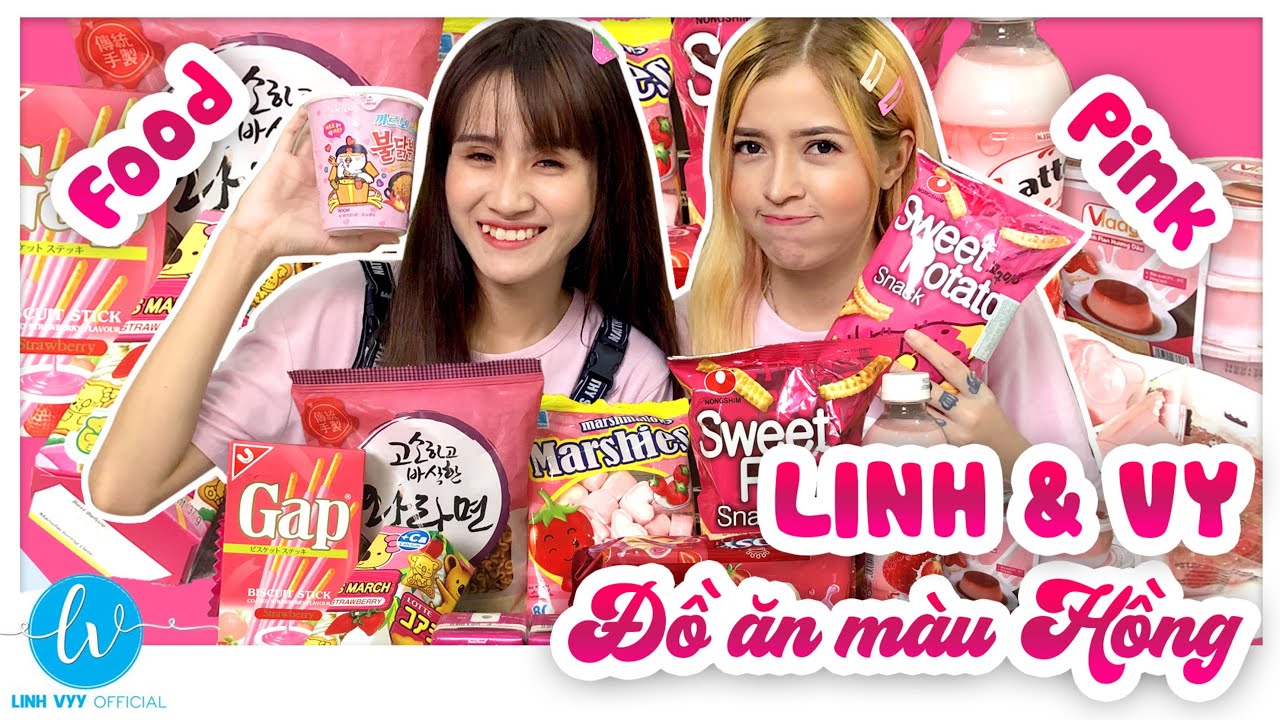 Thử Thách Ăn Đồ Ăn Màu Hồng (The challenge of eating pink food) I Linh Vyy Official