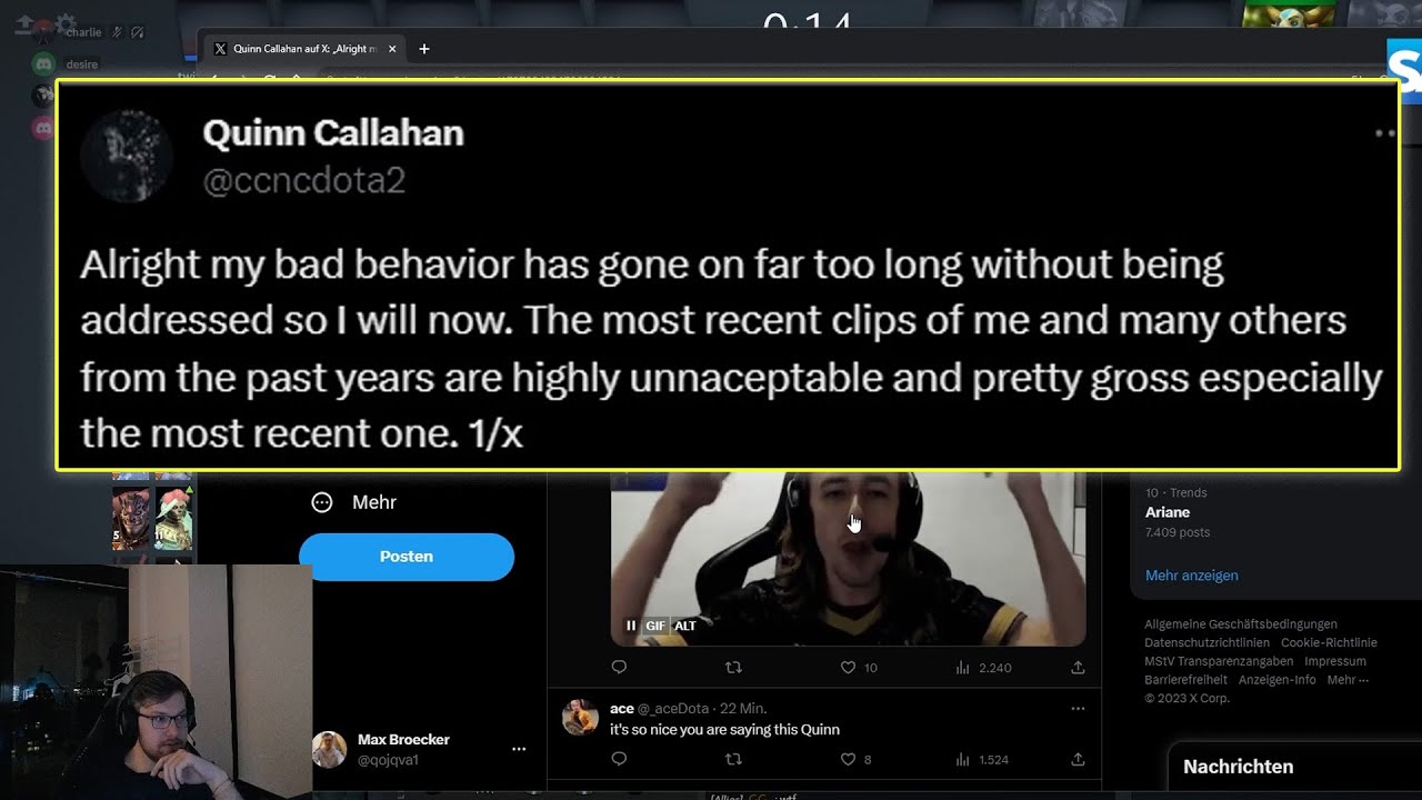 Qojqva checks QUINN's APOLOGY for his bad behavior in pubs