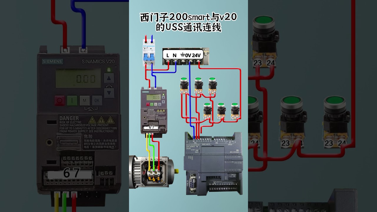 How to USS Connection: Siemens S7-200 SMART & SINAMICS V20 in 60 Seconds! 🔌 #Shorts
