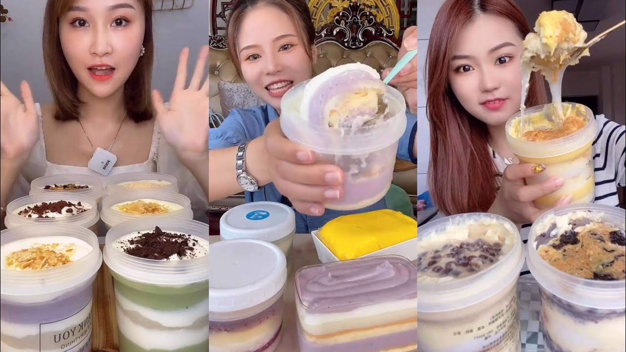 ASMR Box Cake - Taro, Matcha, Oreo Cream, Bubble Tea, and Mango flavor