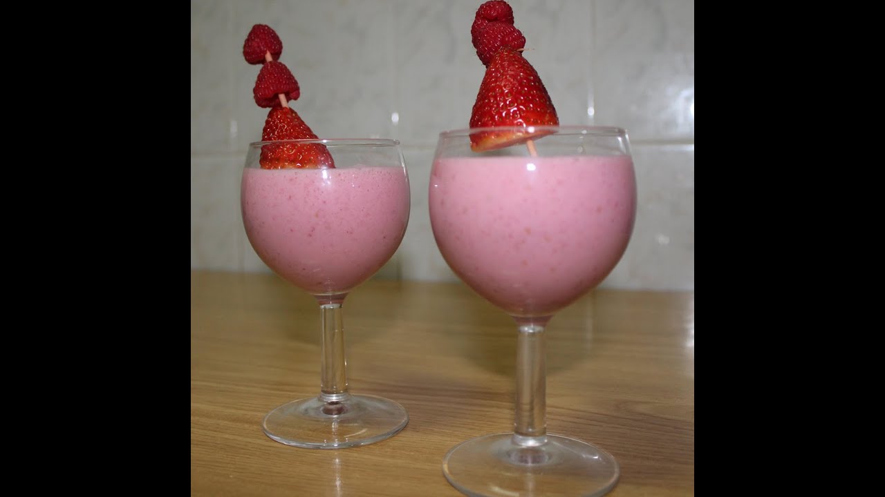 Batido rom&aacute;ntico de fresa y frambuesa